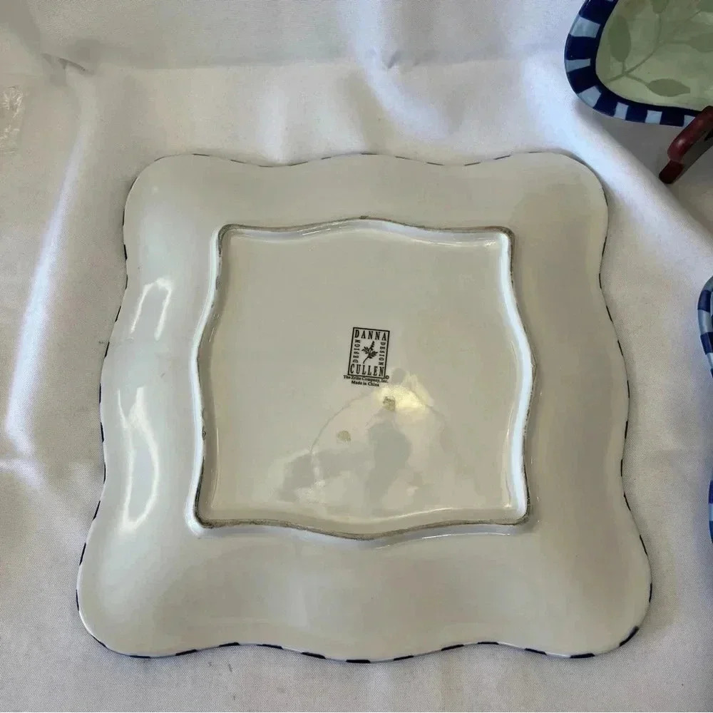 Vintage 90s Danna Cullen Post Modern Square Dinner Plates, Set of 5 RARE - Picture 4 of 5